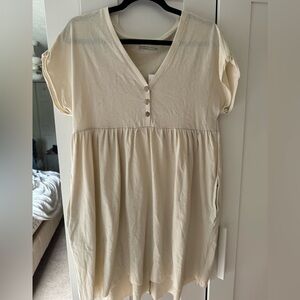 Urban Outfitters Cream Babydoll Dress Button Detail NWT